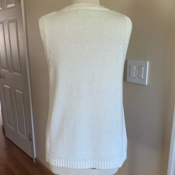 CHELSEA & THEODORE Large off white Ivory Knit Sweater Vest - Picture 4 of 12